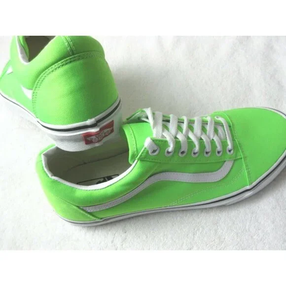 COPY - Vans Women's Old Skool Neon Green Gecko True White Canvas Skate shoes NWT - Picture 5 of 5